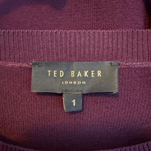 Ted Baker London Purple Ruffle Detail Long Sleeve Sweater Size 1 Viscose & Polya - Picture 4 of 7